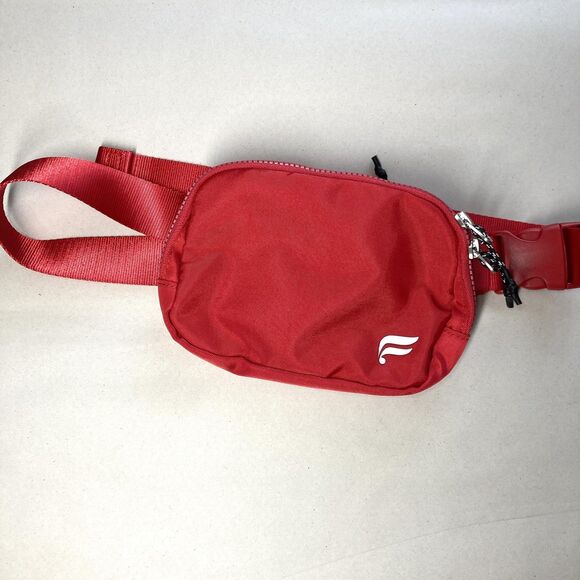 Fabletics Belt Bag Fanny Pack Small Red Zip Solid Polyester Nylon Women 8x4" - Picture 1 of 16